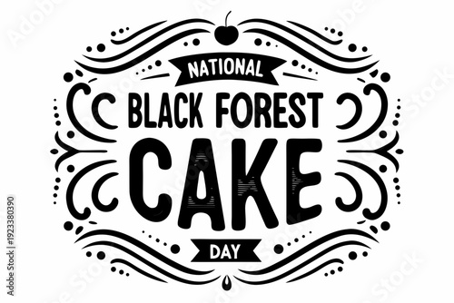 Black Forest Cake Vector, National Dessert Celebration Illustration