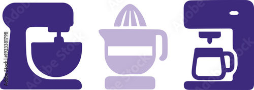 Kitchen Appliance Silhouette Icon Set Collection