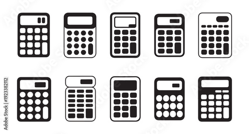 Calculator icon set for financial analysis and business accounting management vector design