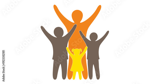 Group of diverse silhouettes showing unity, togetherness, and family in a joyful illustration.