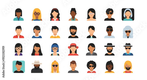 Diverse Group of People Avatars Representing Different Personalities.