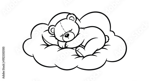 Cute Teddy Bear Sleeping Peacefully on a Fluffy Cloud