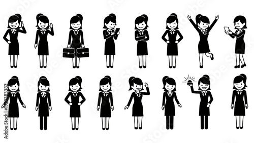 Sequence of illustrated young girls in various poses and outfits.