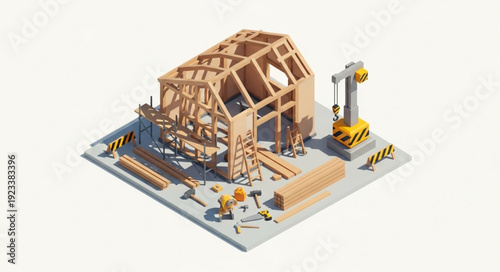 3D Model of House Under Construction.