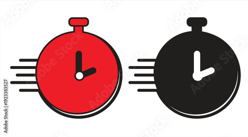 A fast-paced stopwatch icon symbolizing speed and the rapid progress of time. Suitable for websites, logos, apps, templates, and UI designs. EPS10 on a white background.