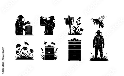 Beekeeping and Apiary Vector Illustration Set