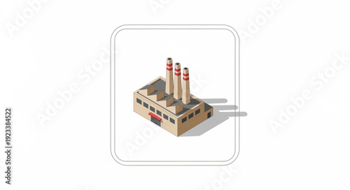 3D Rendering of Factory Building Model.