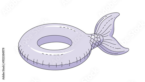 Light purple inflatable mermaid tail pool float shown from a side angle on a clean white background for summer designs.