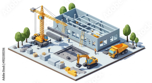 3D Rendering of Construction Site.