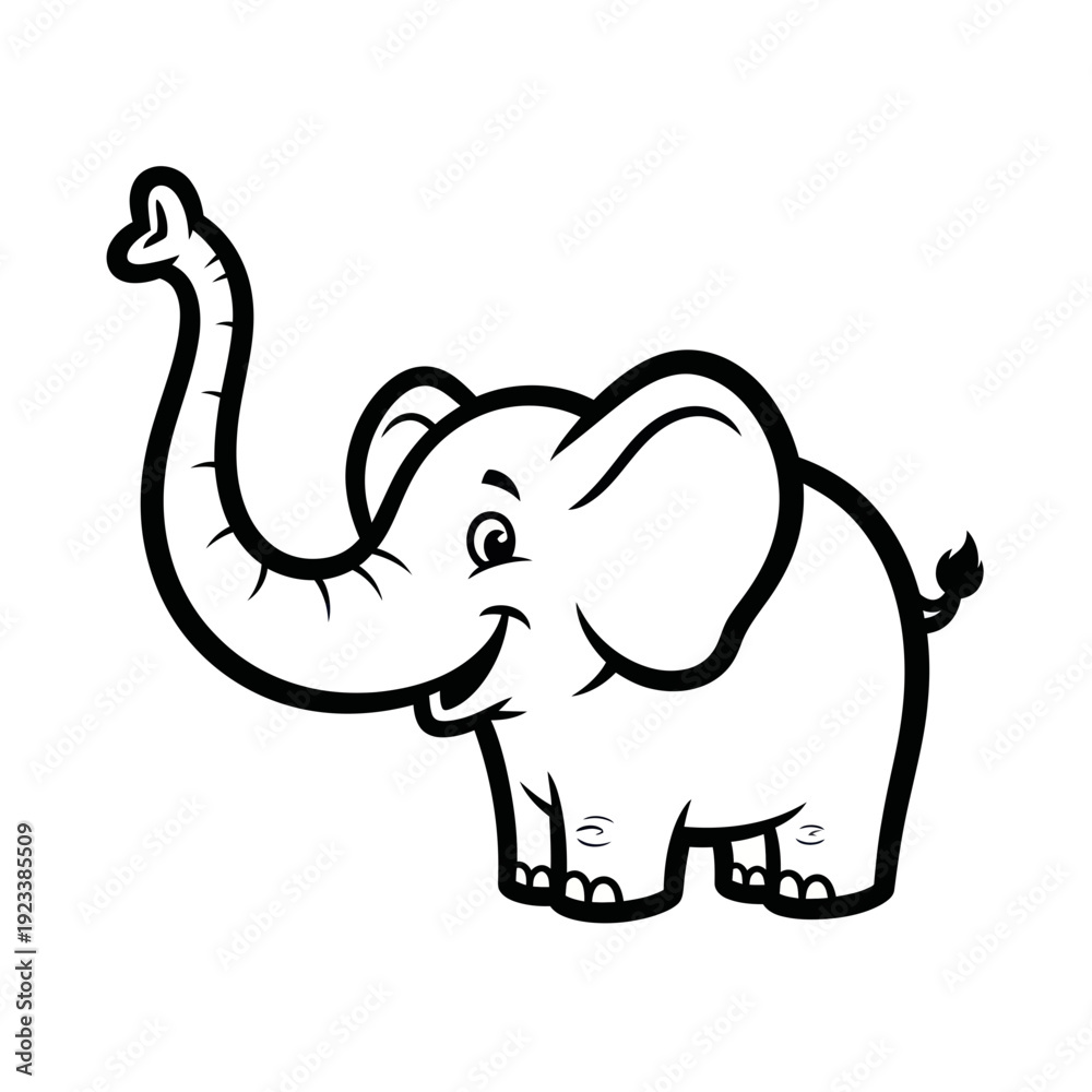Obraz premium Cartoon Elephant Icon - Cute Animal Illustration