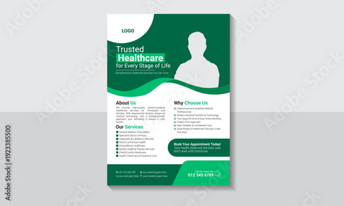 Modern Medical Flyer Template Design, Healthcare Flyer Vector, medical poster 