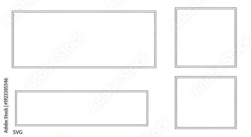 Four Outline Rectangular Frames, Square and Rectangular, Blank Copy Space