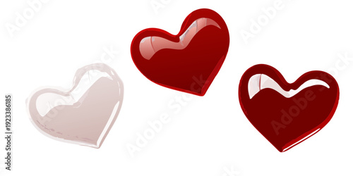 Three hearts of varying conditions against a black background