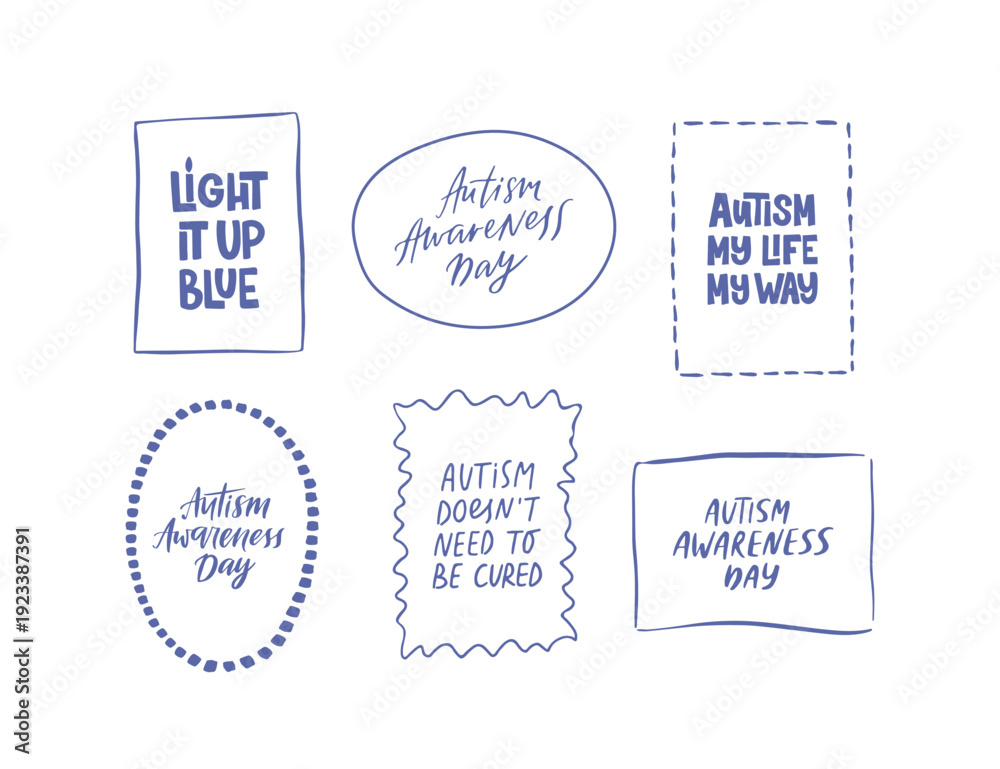 Obraz premium Autism awareness hand drawn vector quotes