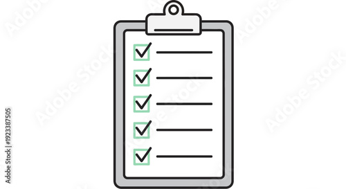 Clipboard with Check Marks Illustrating Task Completion and Confirmation List Process