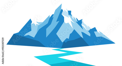Blue Mountain Peaks with River Illustration.