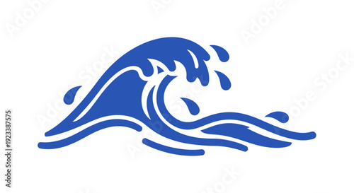 Blue Wave Iconic Ocean Wave Illustration.