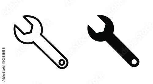 Wallpaper Mural Minimalist wrench and spanner icon set featuring outline and solid black versions for mechanical repair, home maintenance, and industrial hardware design projects Torontodigital.ca