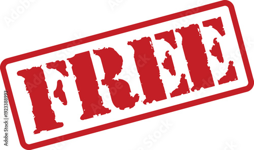 A prominent red grunge style free rubber stamp impression displayed on a bright white background