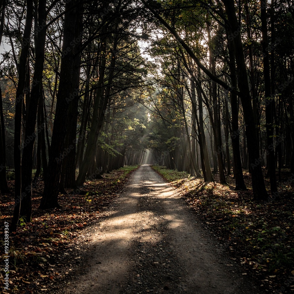Fototapeta premium Sunlit Forest Path.