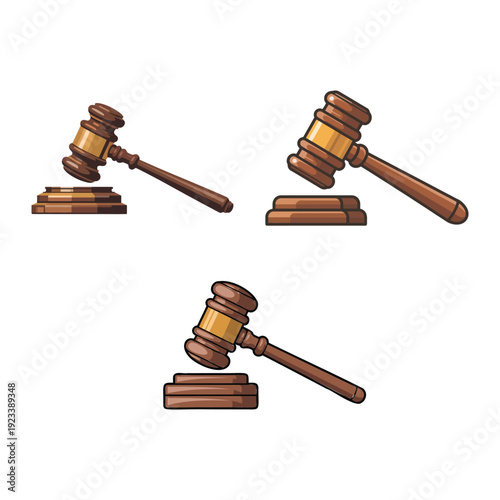 Courtroom auction hammer gavel legal justice concept flat vector design