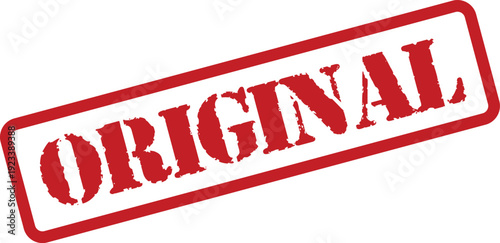 This vibrant red rubber stamp with a worn texture clearly labels the word ORIGINAL