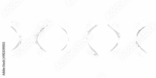 A series of crescent moon shapes arranged horizontally across a white background