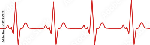 Electrocardiogram Heartbeat Pulse Line in Red Color Medical ECG Monitoring Vector Illustration Isolated Design