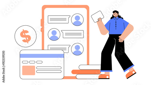 Digital communication platform showing business messages and financial elements