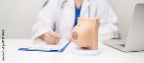 Foto Doctor with Breast Anatomy model