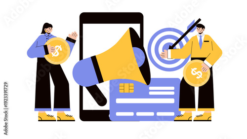 Business professionals executing digital marketing and sales strategy