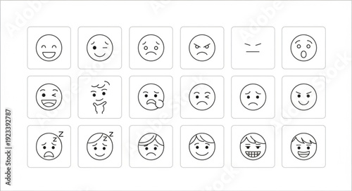 Collection of Diverse Emoji Faces Expressing Different Emotions.