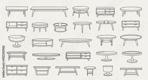 Collection of various table designs and styles.