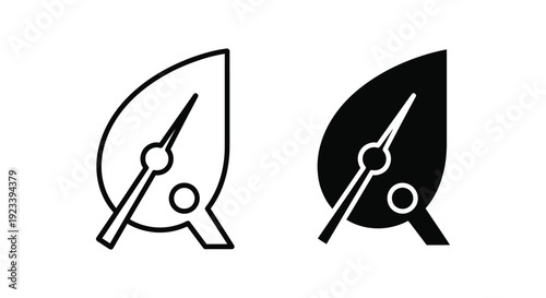 Wallpaper Mural Minimalist green energy efficiency icons featuring a leaf combined with a gauge needle to represent environmental performance, sustainability metrics, and eco-friendly power tracking. Torontodigital.ca