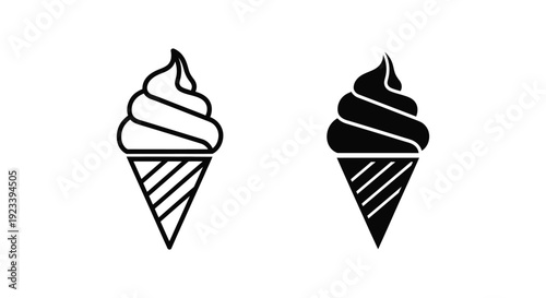 Wallpaper Mural Minimalist Soft Serve Ice Cream Cone Icons in Outline and Solid Silhouette Styles for Dessert Menu Design and Summer Branding Torontodigital.ca