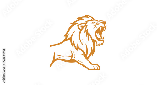 Lion Graphic Illustration Roaring with Open Mouth.