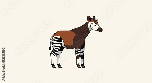 Okapi Standing Profile Vector Illustration.