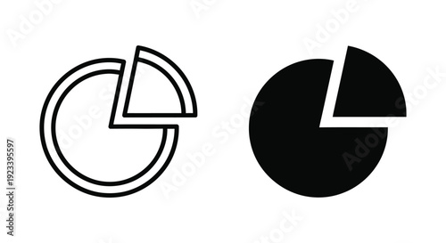 Wallpaper Mural Set of minimalist black and white pie chart icons featuring a separated segment, ideal for business data visualization, financial reporting, and infographic design. Torontodigital.ca