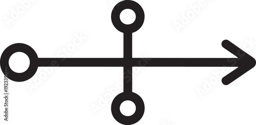 Horizontal tech connection line with vertical branches and circular nodes for system flowchart