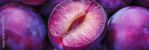 Juicy Plum Halved Macro Close-up