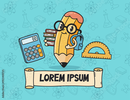 educational background pencil mascot illustration design