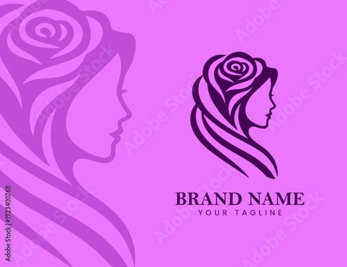 logo illustration of a woman wearing a hijab in the shape of a rose