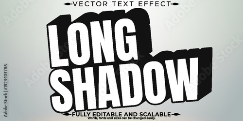 Retro long shadow text effect, editable text