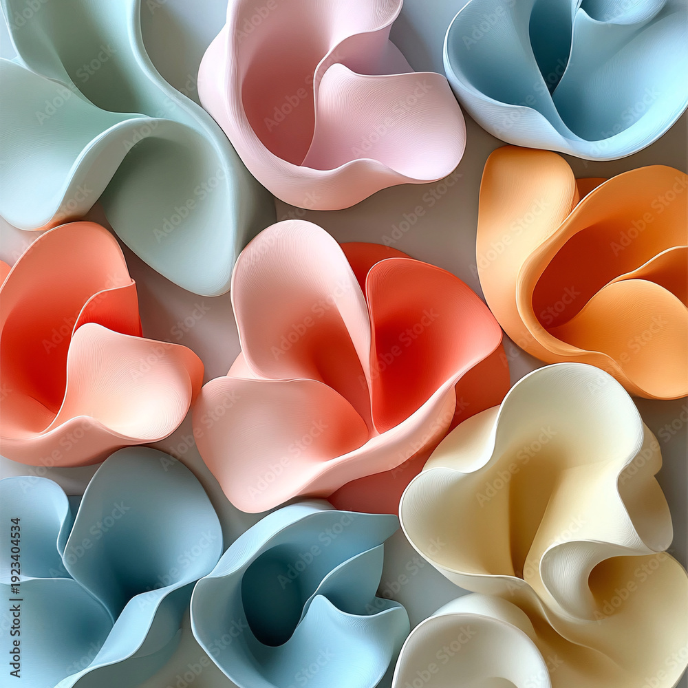 Obraz premium Pastel colored organic shapes in a soft, flowing arrangement