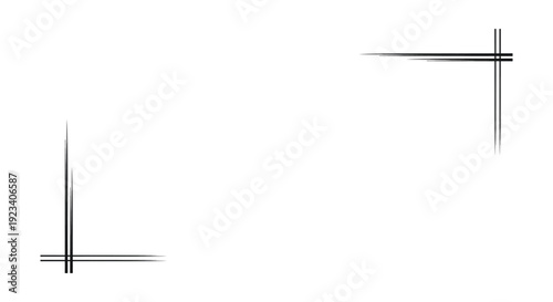 Minimalist Black Ink Border Design Featuring Double Line Corners with Tapered Edges Positioned Diagonally Across a Blank White Horizontal Canvas Space