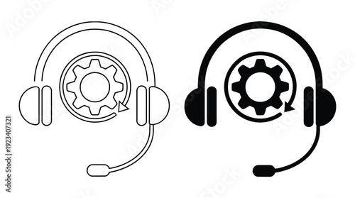 Ai customer service support icon design for mobile app, ui, poster and website. Virtual Assistant with Headset. Smart Chatbot and Customer Support Symbol. vector illustration and transparent