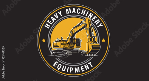 Heavy Machinery Equipment Excavator Logo Design.