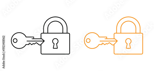 Secure access concept with padlock and key