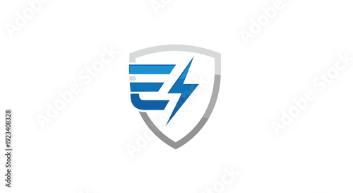Shield Logo with Lightning Bolt Emblem Design.