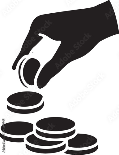 Hand giving coins charity donation zakat Islamic finance concept donation box islam